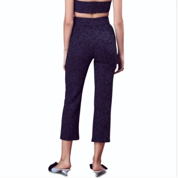 For Love & Lemons Luella Jacquard Cigarette Crop Pants Size L NWT - Picture 2 of 13